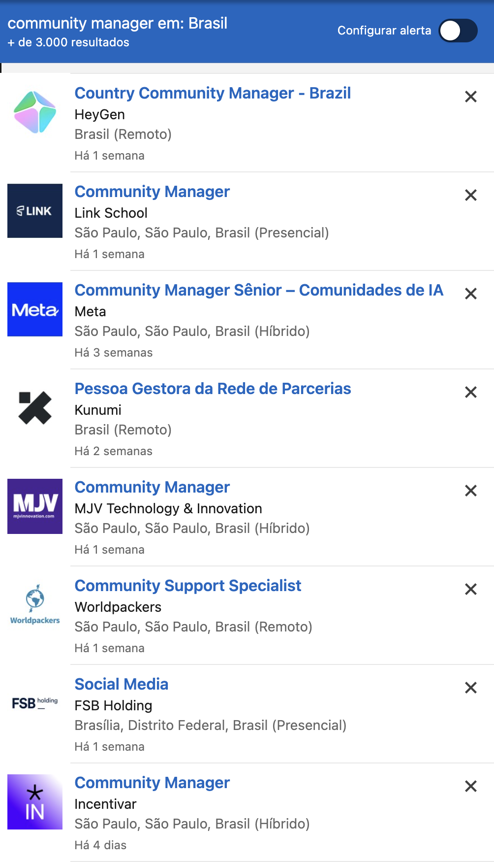 +3.000 vagas de community manager no LinkedIn Brasil